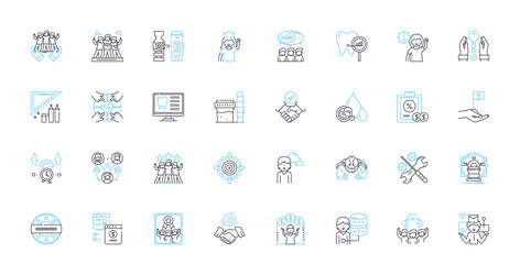 biomechanics linear icons set kinetics vector