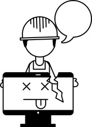 builder computer failure broken error vector image