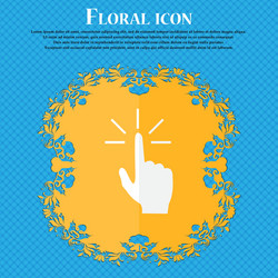 Click here hand icon sign floral flat design vector