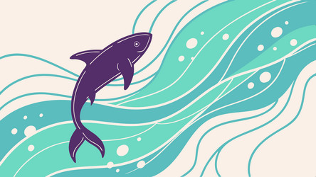 dynamic marine life in abstract wave flow design vector image