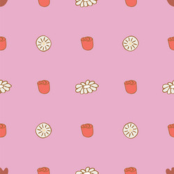 seamless pattern with spring and summer flowers vector image