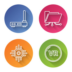 set line router and wi-fi signal folder lock vector image