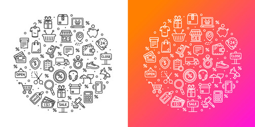 Space signs round design template thin line icon Vector Image