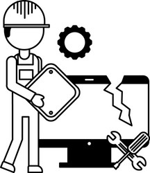 builder computer support tools error vector image