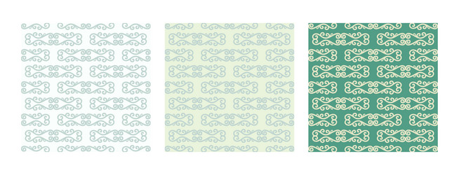 set of seamless patterns in retro style green vector image