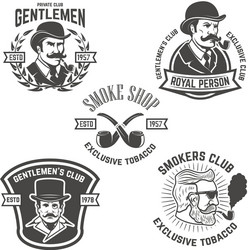 Smoker's Club - Gentleman Labels Vector Image