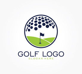 golf flag tournament logo template vector