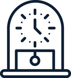 time retro clock with pendulum linear design vector image