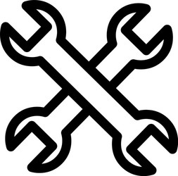 wrench crossed line icon in flat style for app ui vector image