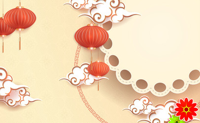 beige background with a round frame hanging vector image