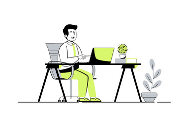 children learn on computers web concept with flat vector image