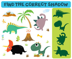 Dinosaur Shadow Matching Game vector image