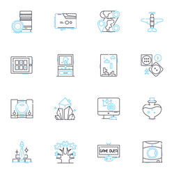 game development sector linear icons set code vector image