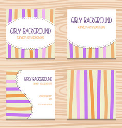 girly invitation card template simple stripe color vector