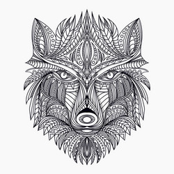 line art wolf in ethnic Vector Image