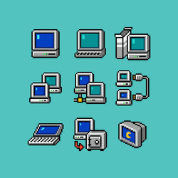 Retro Computer Icons - UI Elements vector image