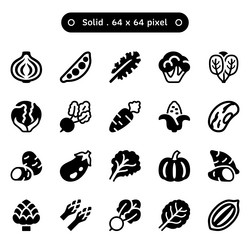 vegetable for healthy icon set in a solid Vector Image