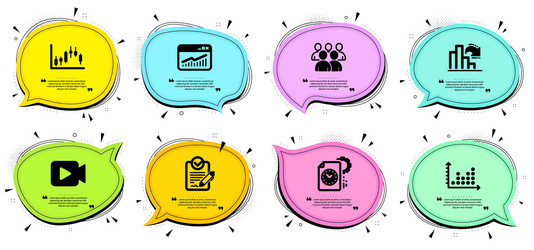 Dot plot decreasing graph and video camera icons vector