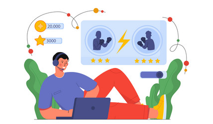 gamer with laptop concept vector image