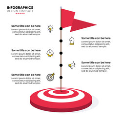 infographic template dartboard with flag and 5 vector image