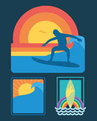 Surf sunset print Royalty Free Vector Image - VectorStock