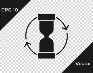 Black old hourglass with flowing sand icon vector