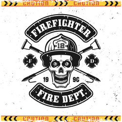 Firefighter Skull Emblem - Helmet & Hooks Vector Image