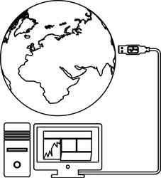 Global hosting data center icon vector