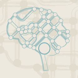 Retro circuit board form of brain vector