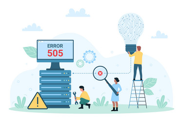 Server Error: Tiny Person Troubleshooting vector image