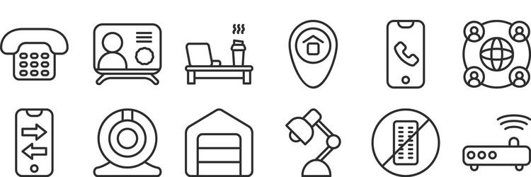 Set 12 thin outline icons such as router lamp vector