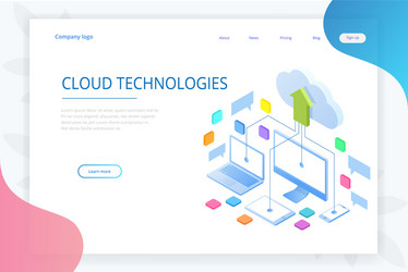 web page design templates cloud computing concept vector image