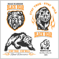 Aggressive Black Bear Emblem Vector Image