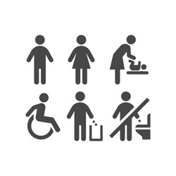 Wc or toilet black icon set vector