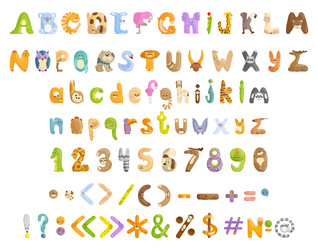 alphabet and numbers from animals vector image