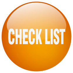 check list orange round gel isolated push button vector image