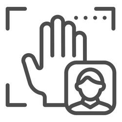 palm user recognition line icon focus with hand vector image