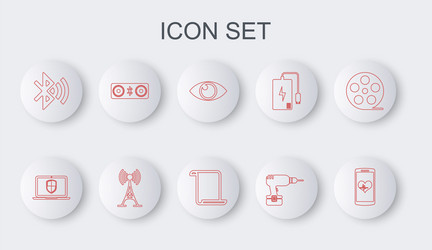 set line smartphone with heart rate laptop shield vector image