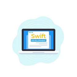 Swift development icon with laptop vector