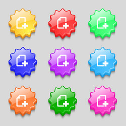 Add file document icon sign symbol on nine wavy vector