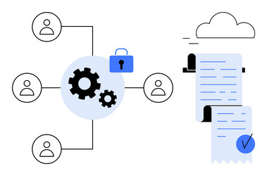 data security and workflow management concept vector image