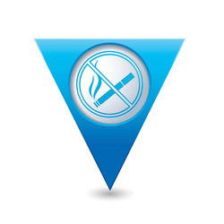 No smoking blue triangular map pointer vector