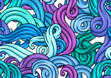 Seamless pattern with wave line curls color vector