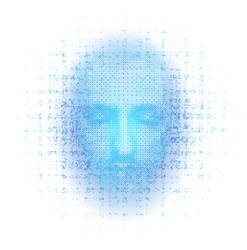 3d rendering of robot face with numbers on white vector