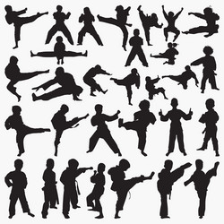 kids karate silhouettes Vector Image