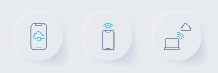 set line network cloud connection mobile vector image