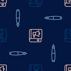 set line user manual fountain pen nib and book vector image