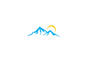 Mountain forest pine tree sunset logo Royalty Free Vector