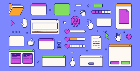 pixel art retro windows interface 8 bit browser vector image