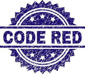 Scratched textured code red stamp seal vector